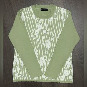 Mint  Green Floral Knit Sweater